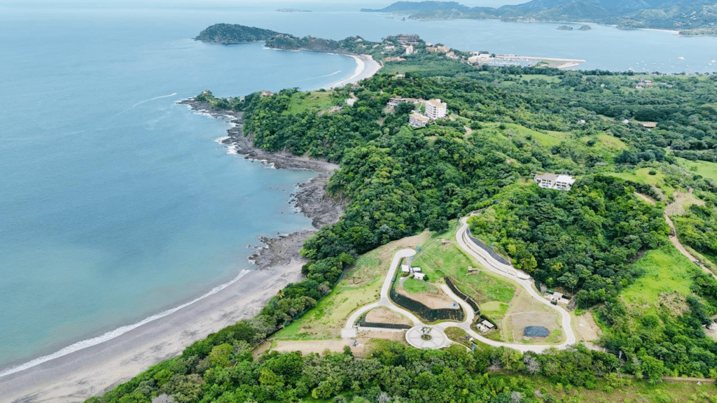 Aerial-drone-view-of-gated-community-estate-near-Flamingo-Marina